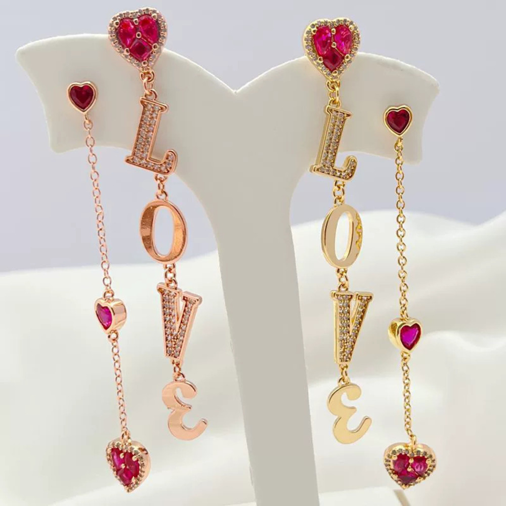 Kendra Scott Asymmetric Red Zircon Heart Earrings